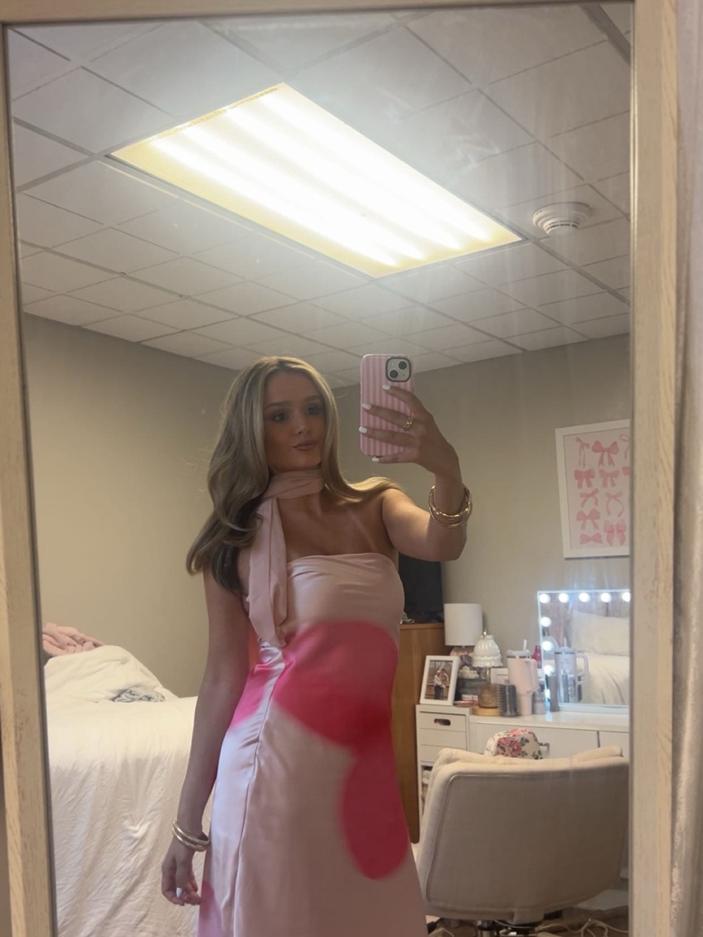 Peppermayo long pink floral satin maxi dress with scarf detail - Picture 4 of 4